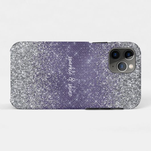 Lila Sparkassensilber-Glitzer Case-Mate iPhone Hülle (Rückseite (Horizontal))