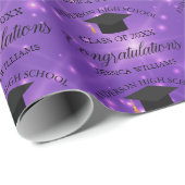 Lila Sparkle Abschluss Chic Custom Graduate Geschenkpapier (Rolleneckpunkt)