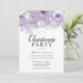 Lila Sparkle Blume Weihnachtsfest im Party Einladung (Stehend Vorderseite)