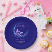 Lila Sparkle Butterfly Girl Babydusche Pappteller (Party)