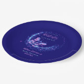 Lila Sparkle Butterfly Girl Babydusche Pappteller (Schrägansicht)