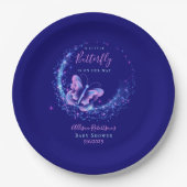 Lila Sparkle Butterfly Girl Babydusche Pappteller (Vorderseite)