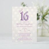 Lila Sparkle Foil Sweet 16 Geburtstag Foto Einladung (Stehend Vorderseite)