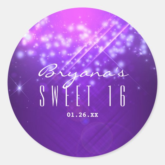 Lila Sparkle Glam Club PARTY Stickers (Vorderseite)