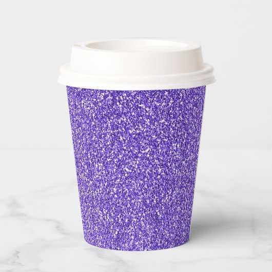 Lila Sparkle-Glitzer Pappbecher (Rückseite)