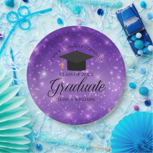 Lila Sparkle Graduate Custom Graduate Party Pappteller (Party)