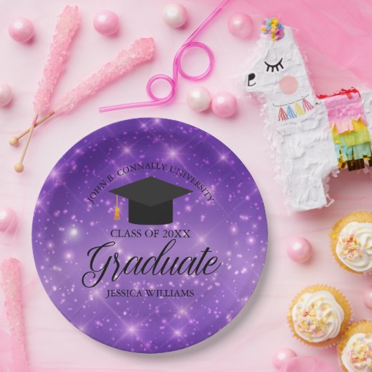 Lila Sparkle Graduate Custom Graduate Party Pappteller (Party)