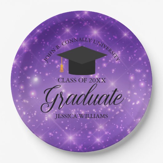 Lila Sparkle Graduate Custom Graduate Party Pappteller (Vorderseite)