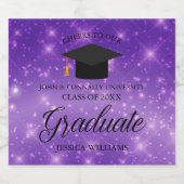 Lila Sparkle Graduate Custom Graduate Party Schaumweinetikett (Einzelnes Label)