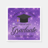 Lila Sparkle Graduate Custom Graduate Party Serviette (Vorderseite)