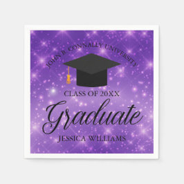 Lila Sparkle Graduate Custom Graduate Party Serviette