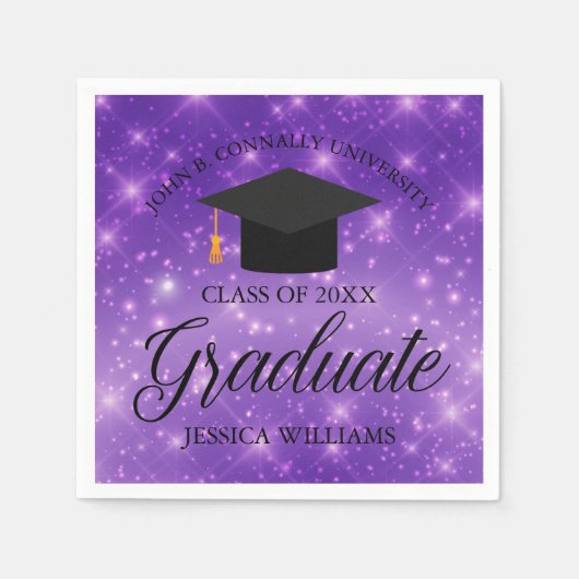 Lila Sparkle Graduate Custom Graduate Party Serviette (Vorderseite)