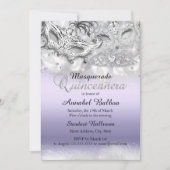 Lila Sparkle Masquerade Quinceanera Einladung (Vorderseite)