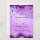 Lila Sparkle Masquerade Quinceanera Geburtstag Einladung (Rückseite)