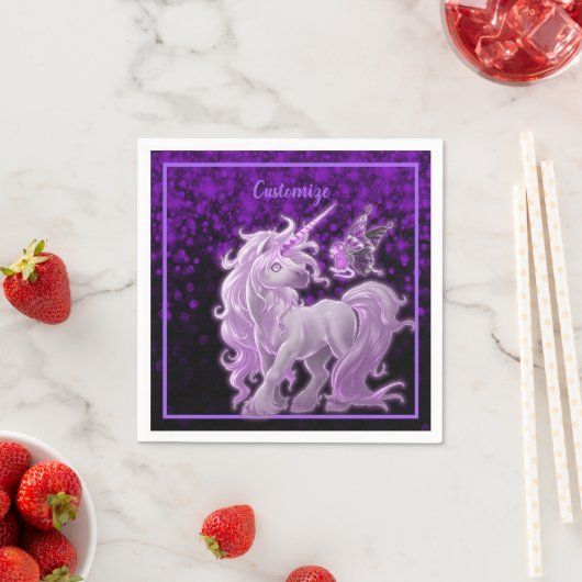 Lila Sparkle Pink Unicorn Serviette (Beispiel)