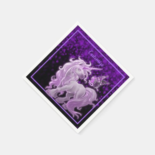 Lila Sparkle Pink Unicorn Serviette (Ecke)