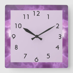 Lila Sparkle Quadratische Wanduhr