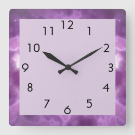 Lila Sparkle Quadratische Wanduhr