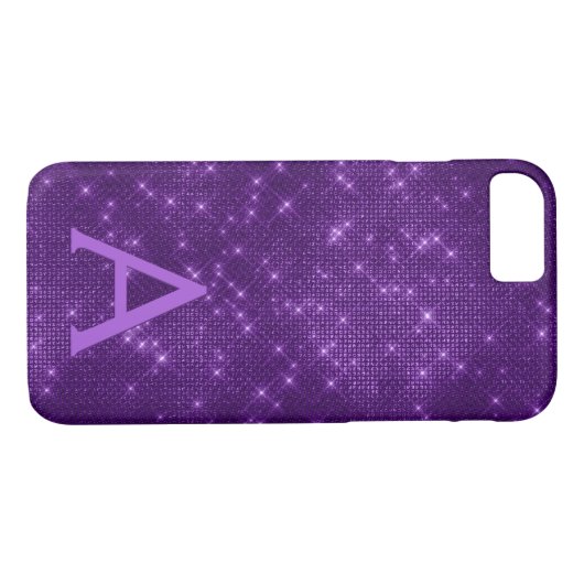 Lila Sparkle-Shimmer Monogramm und Initial Case-Mate iPhone Hülle (Rückseite (Horizontal))