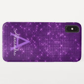 Lila Sparkle-Shimmer Monogramm und Initial Case-Mate iPhone Hülle (Rückseite (Horizontal))
