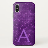 Lila Sparkle-Shimmer Monogramm und Initial Case-Mate iPhone Hülle (Rückseite)