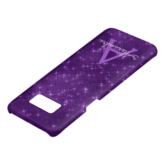Lila Sparkle-Shimmer Monogramm und Initial Case-Mate Samsung Galaxy Hülle (Unterseite)