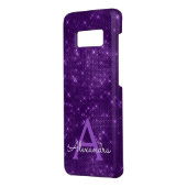 Lila Sparkle-Shimmer Monogramm und Initial Case-Mate Samsung Galaxy Hülle (Hinten/Links)