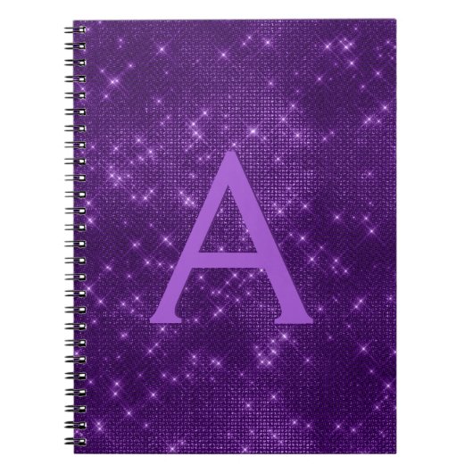 Lila Sparkle-Shimmer Monogramm und Initial Notizblock (Vorderseite)