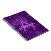 Lila Sparkle-Shimmer Monogramm und Initial Notizblock (Rechte Seite)