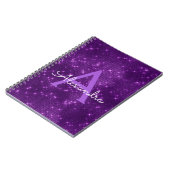 Lila Sparkle-Shimmer Monogramm und Initial Notizblock (Linke Seite)