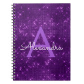 Lila Sparkle-Shimmer Monogramm und Initial Notizblock (Vorderseite)