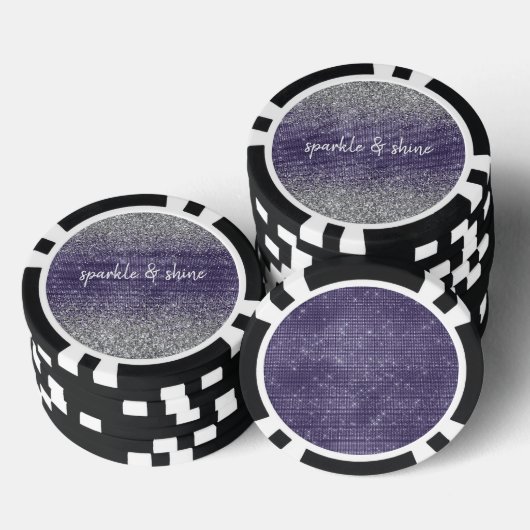 Lila Sparkle-Silver-Glitzer Pokerchips (Stapel)