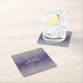 Lila Sparkle-Silver-Glitzer Rechteckiger Pappuntersetzer (Vor Ort)