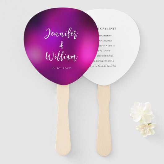 Lila Sparkle Silver String Lights Hochzeit Fächer (Vorne und Hinten)