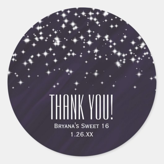 Lila & Sparkle Stars Eleganter Glamour Runder Aufkleber (Vorderseite)