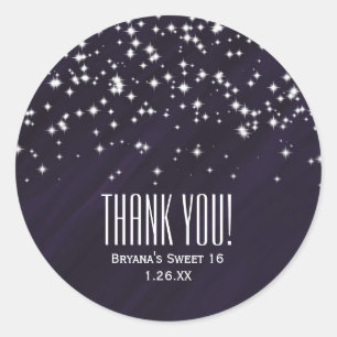 Lila & Sparkle Stars Eleganter Glamour Runder Aufkleber