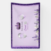 Lila Sparkle Sweet 16 Geburtstagsparty Banner (Vertikal)