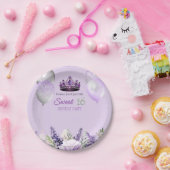 Lila Sparkle Sweet 16 Geburtstagsparty Pappteller (Party)