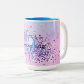 Lila Sparkle Unicorn Zweifarbige Tasse (VorderseiteRechts)