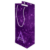 Lila Sparklogramm - Name hinzufügen Geschenktüte Für Weinflaschen (Rückseite Schrägansicht)