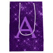 Lila Sparklogramm - Name hinzufügen Mittlere Geschenktüte (Rückseite)