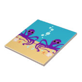 Lila Spaß Groovy Octopus Cartoon Art Fliese (Seite)