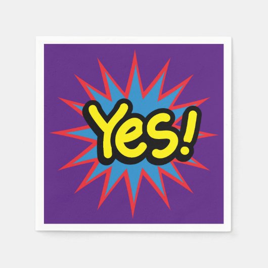 Lila Spaß Pop Art Ja Serviette (Vorderseite)