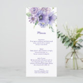 Lila Speisen, Anemonen, Rose Blumenmenü Menükarte (Stehend Vorderseite)
