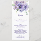 Lila Speisen, Anemonen, Rose Blumenmenü Menükarte (Vorderseite)