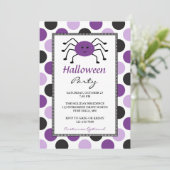 Lila Spider Halloween-Party Einladungen (Stehend Vorderseite)