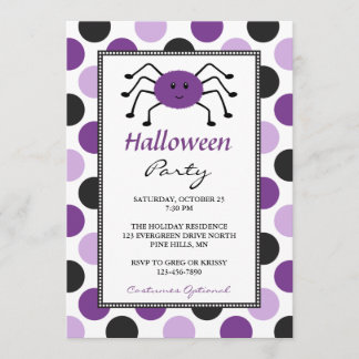 Lila Spider Halloween-Party Einladungen