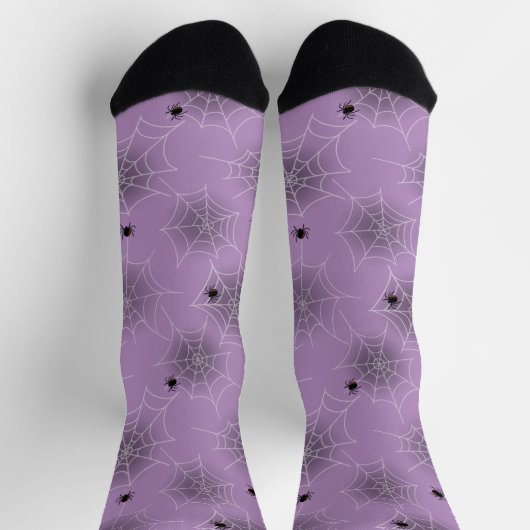 Lila Spider Web Halloween Crew Socks Socken (Oben)