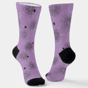 Lila Spider Web Halloween Crew Socks Socken
