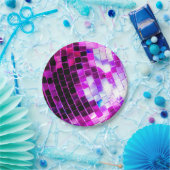 Lila Spiegelungs-Disco-Ball Pappteller (Party)